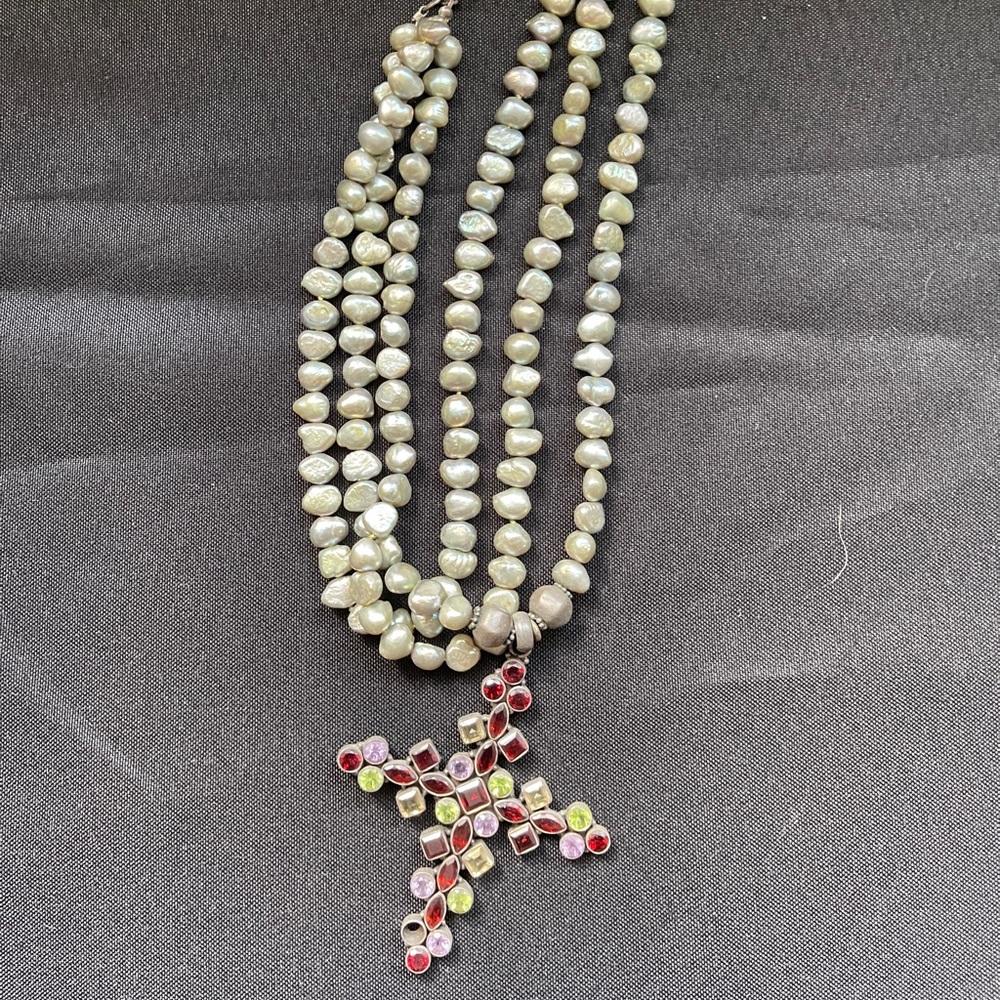 Pearl and Cross Necklace